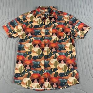 FREE NATURE - Desert Night - Mens short sleeve button slim fit shirt cactus - M